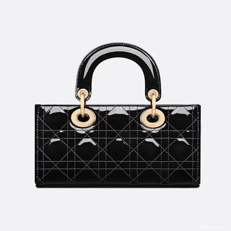 Cheap Black Lady Bag Calfskin Patent D-Joy Small Cannage 0704 Luxury